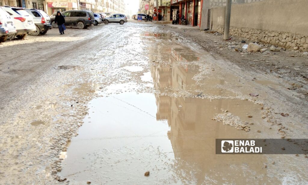 Many pothole-ridden and unpaved roads are spread throughout most of al-Dana city - December 4, 2024 (Enab Baladi/Mohamed Masto)