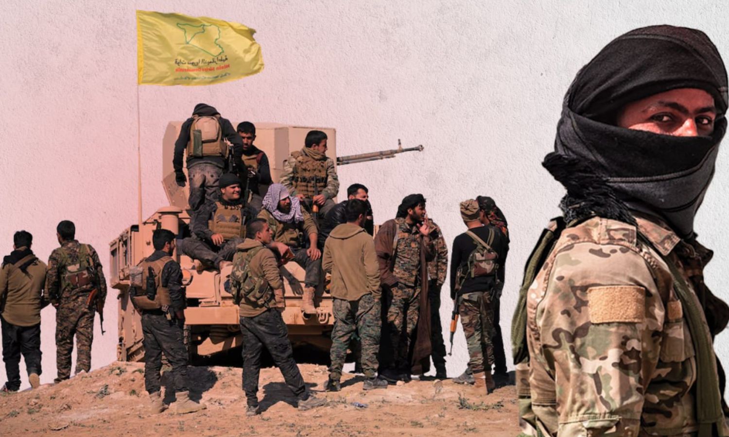 Fighters of the Syrian Democratic Forces in northeastern Syria (Modified by Enab Baladi)