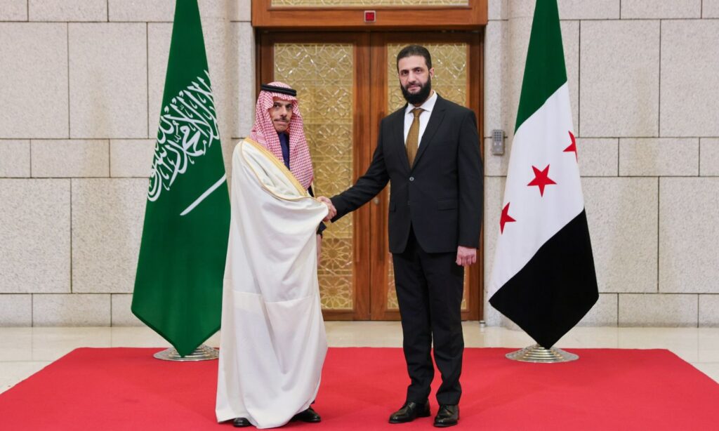 The Saudi Foreign Minister meets with al-Sharaa in Damascus - January 24, 2024 (General Command - Syria/Telegram)