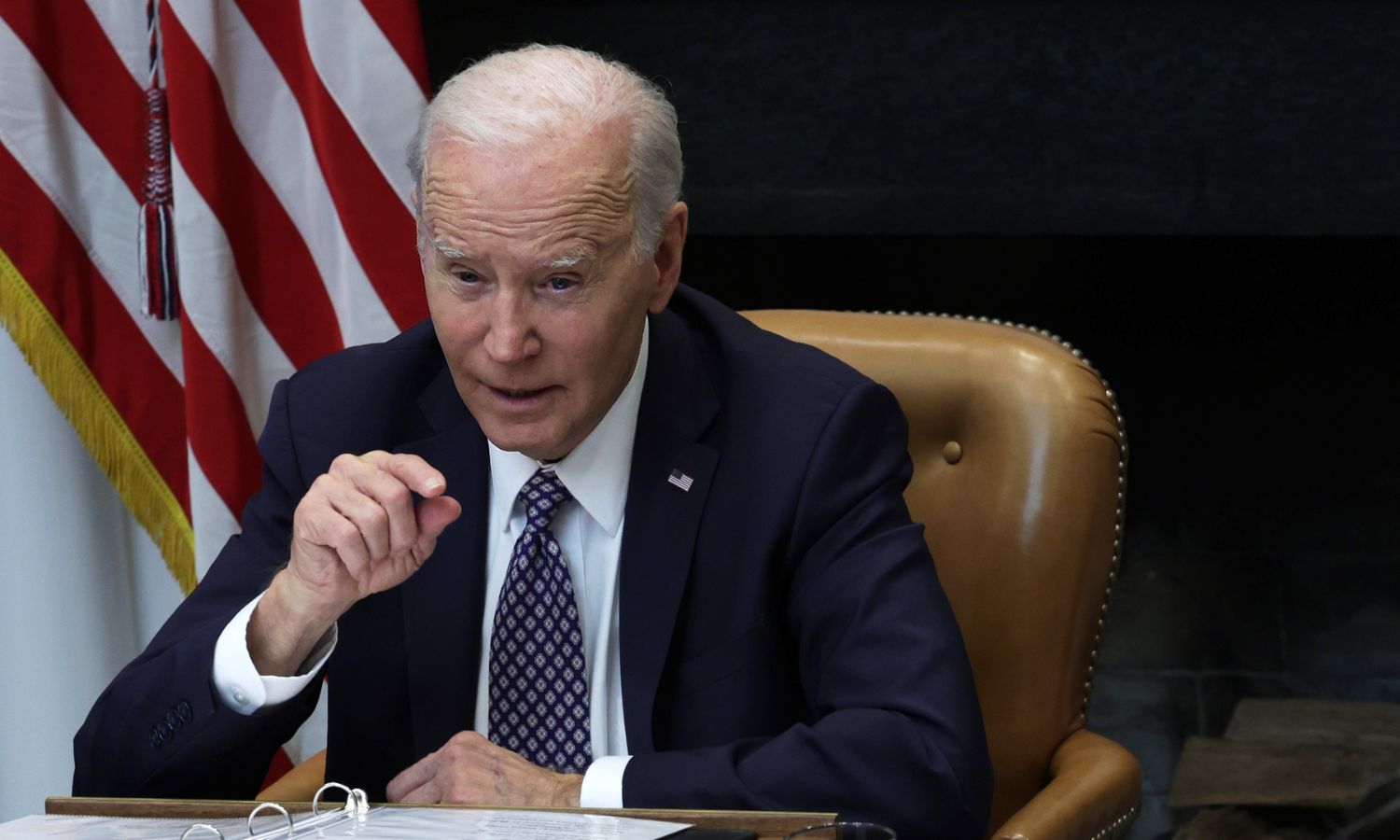 US President Joe Biden speaks during a meeting at the White House - May 5, 2023 (Alex Wong/Getty Images)