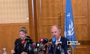 The UN Special Envoy for Syria, Geir Pedersen, at a press conference in Damascus - January 22, 2025 (Enab Baladi/Anas al-Khouli)