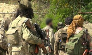 Members of the Guardians of Religion Organization during a military operation in Jabal al-Turkman, in the countryside of Latakia (Awaken the Believers Operations Room)