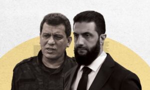 Syrian Transitional President Ahmed al-Sharaa and Commander of the Syrian Democratic Forces (SDF) Mazloum Abdi (Modified by Enab Baladi)