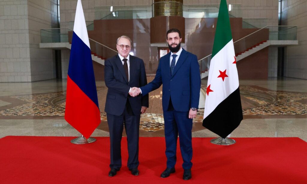 Syrian president for the transitional period, Ahmed al-Sharaa, meets with Russian Deputy Foreign Minister Mikhail Bogdanov in Damascus - January 28, 2025 (General Command - Syria)