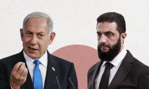 Syria's transitional president Ahmed al-Sharaa and Israeli Prime Minister Benjamin Netanyahu (Modified by Enab Baladi)