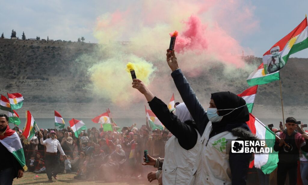 Syrian Kurds celebrate Nowruz in Maydanki village in Afrin, Aleppo countryside - March 21, 2025 (Enab Baladi/Dayan Junpaz)