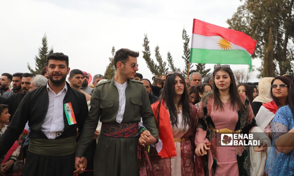 Syrian Kurds celebrate Nowruz in Maydanki village in Afrin, Aleppo countryside - March 21, 2025 (Enab Baladi/Dayan Junpaz)