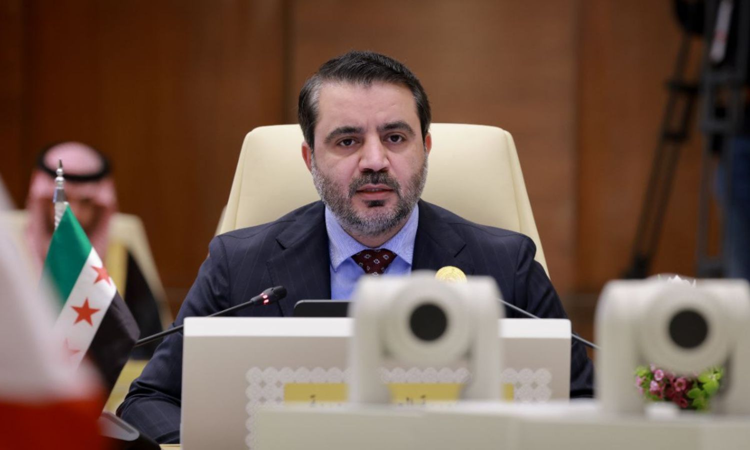 Syrian Foreign Minister Asaad al-Shibani during his participation in the Gulf Cooperation Council ministerial meeting in Mecca - March 6, 2025 (Syrian Foreign Ministry/Telegram)