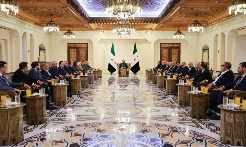 Meeting of the Syrian President, Ahmed al-Sharaa, with a delegation of Syrian activists in Canada - February 13, 2025 (Syrian Presidency/Telegram)