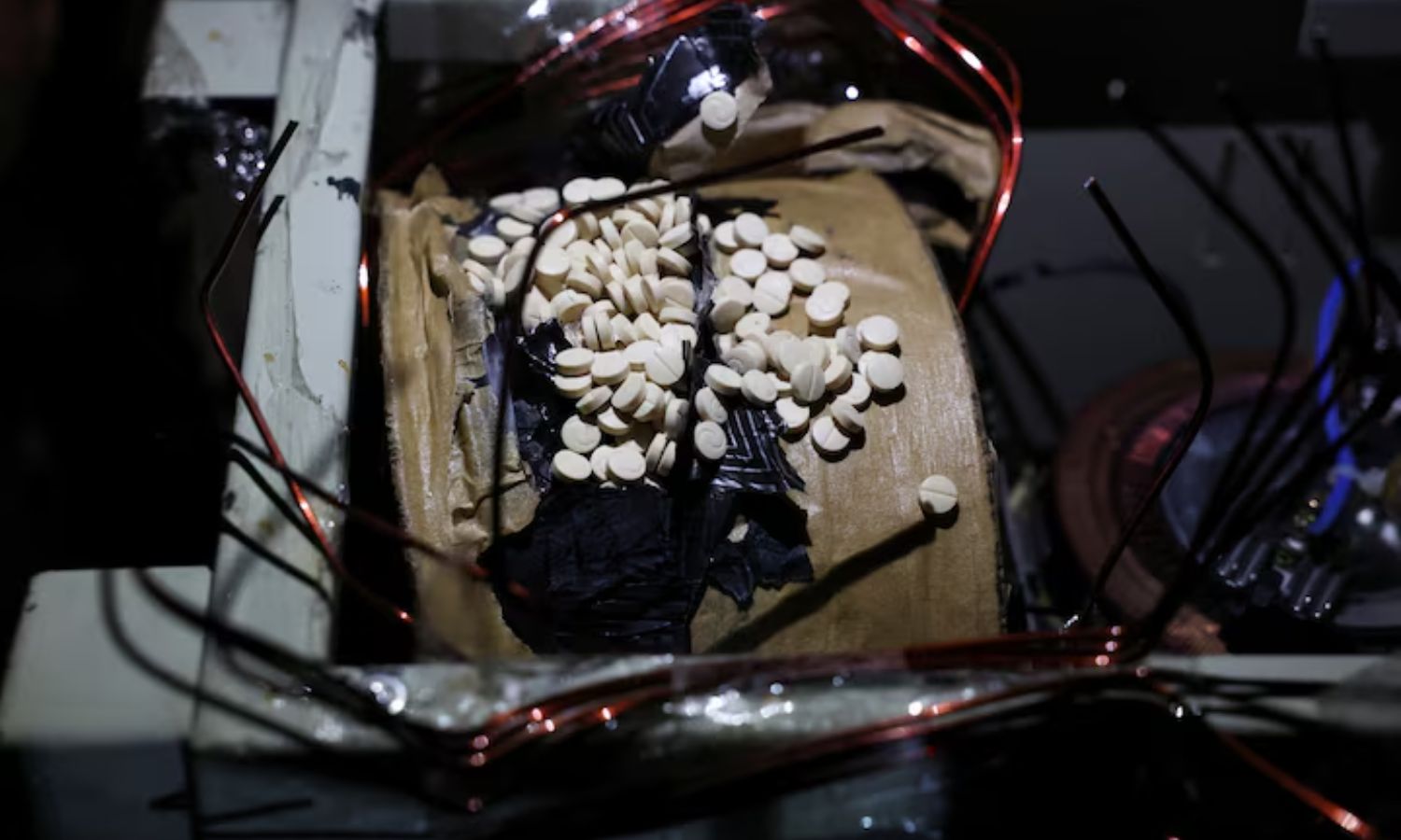 Container containing Captagon pills on the outskirts of Damascus - December 12, 2024 (Reuters/Mohamed Azakir)