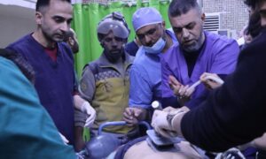 An attempt to provide aid at a hospital in Daraa for a victim of Israeli airstrikes - March 17, 2025 (Syria Civil Defence)