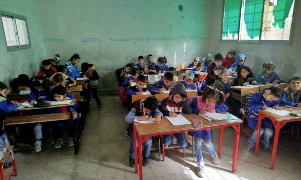 Students inside their classroom at the Martyr Ahmed Mahmoud al-Waari School in the al-Muhajiri neighborhood of Homs - March 18, 2025 (School page/Facebook)