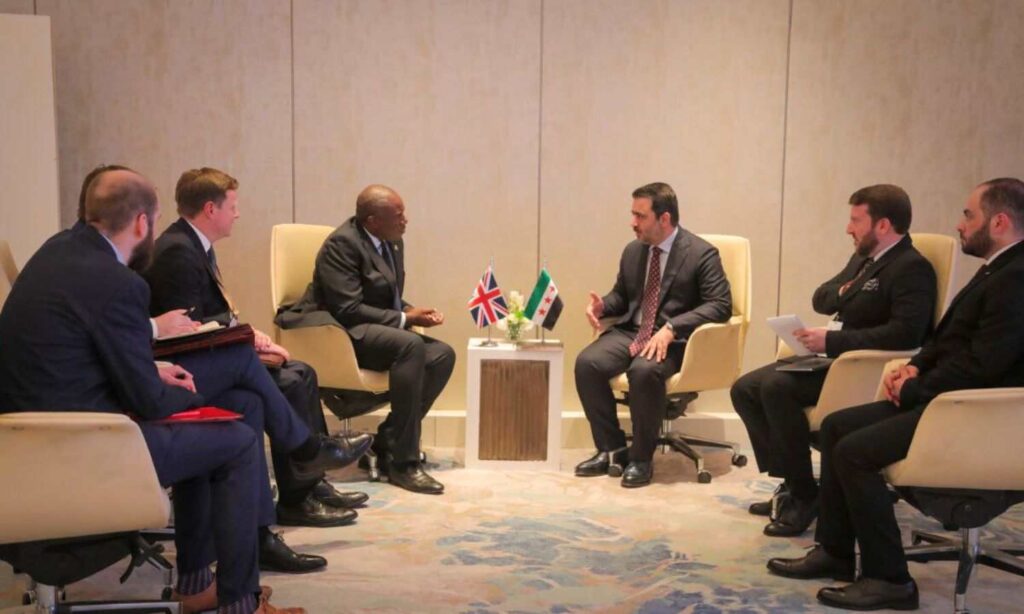 A bilateral meeting took place between Syrian Foreign Minister Asaad al-Shibani and his British counterpart David Lammy, on the sidelines of the Riyadh meetings on Syria - January 12, 2025 (Ministry of Foreign Affairs)