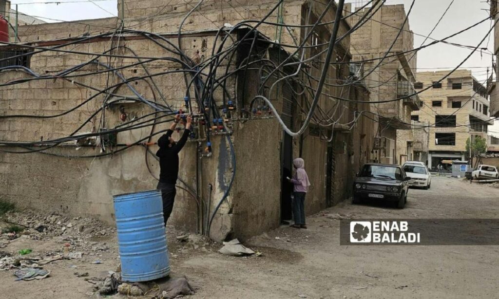 A local water network inside one of the neighborhoods of Haza in rural Damascus - April 30, 2025 (Enab Baladi/Ahmad Maslamani)