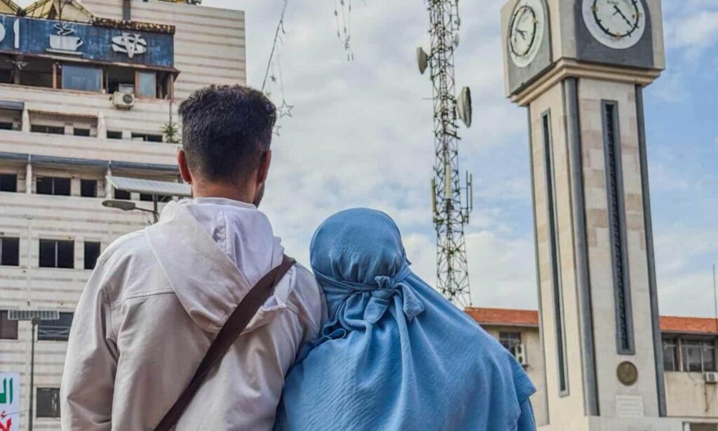 Young man Ahmad and his wife Mira in the city of Homs - May 9, 2025 (Abu Baker al-Saka/Facebook)