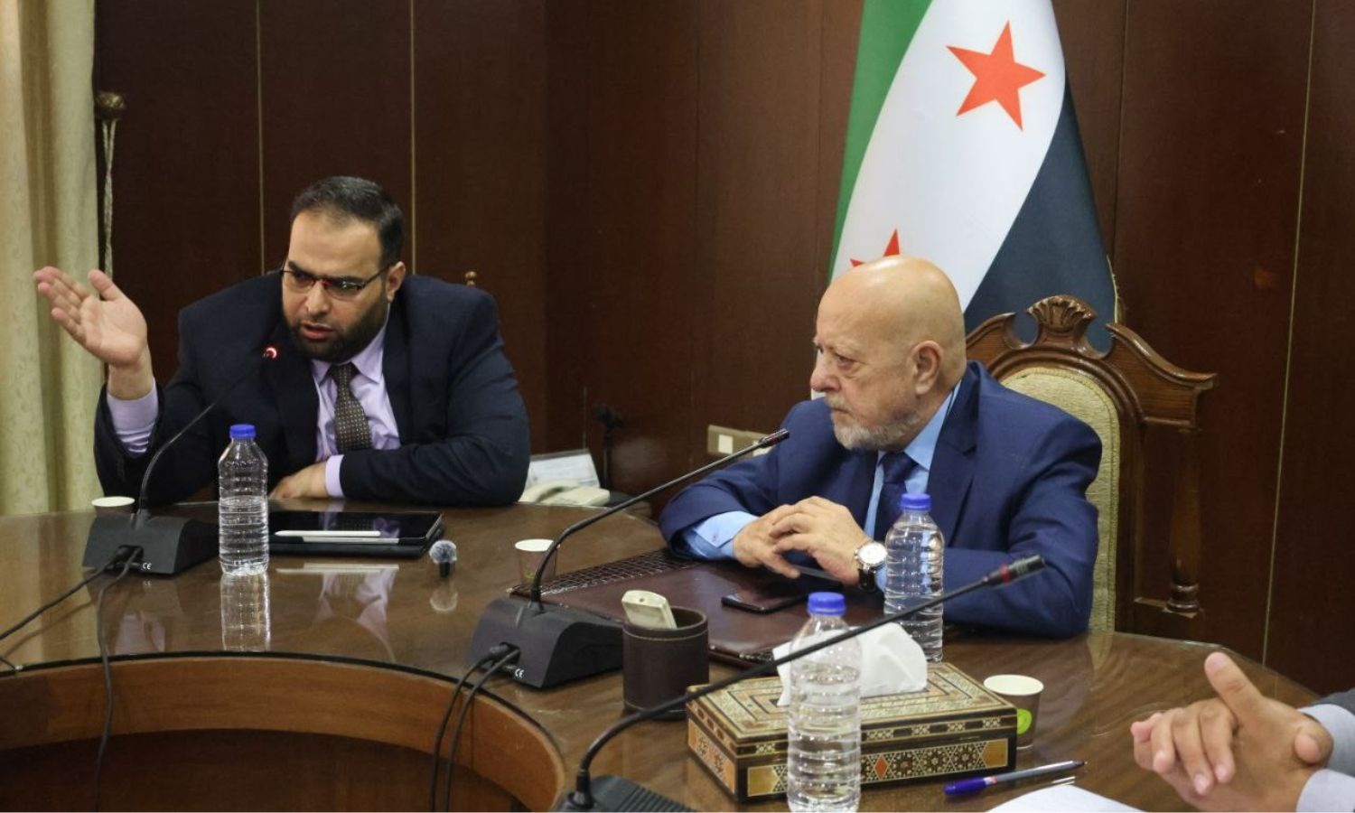 Minister of Economy and Industry Mohammad Nidal al-Shaar during a government meeting with department heads, companies, and industrial institutions - April 10, 2025 (Syrian Ministry of Economy and Industry)