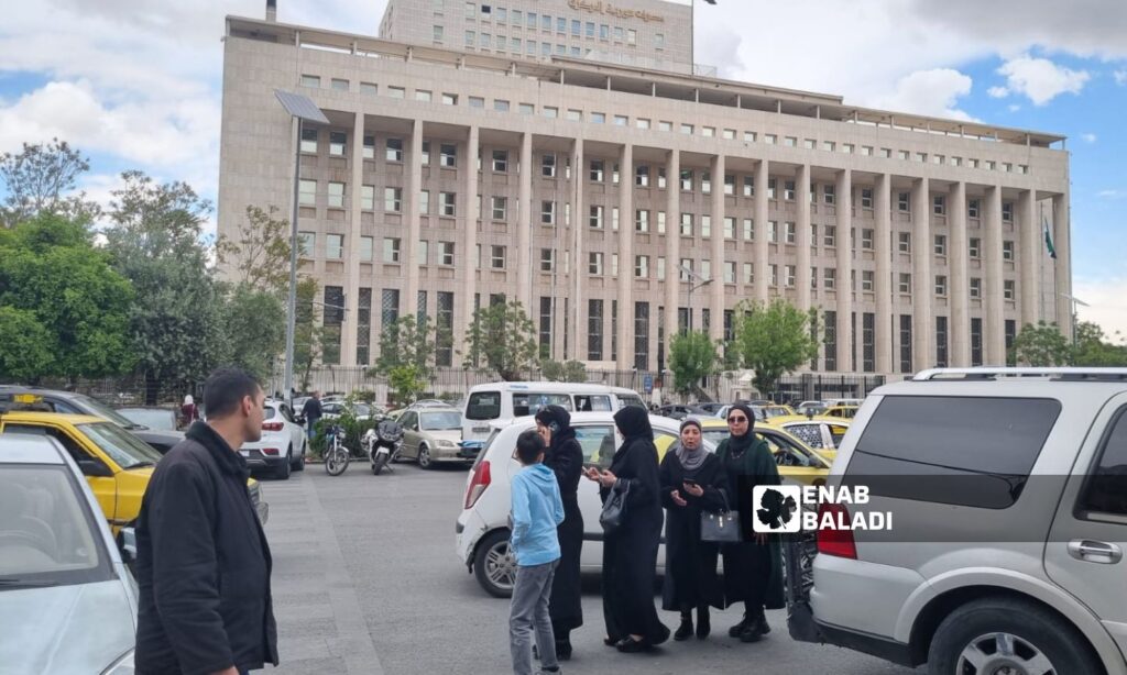Facade of the Central Bank of Syria building in Sabaa Bahrat Square in central Damascus - April 15, 2025 (Enab Baladi/Jana al-Issa)