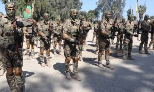 Fighters from the People’s Protection Units, which is considered the Syrian branch of the Kurdistan Workers' Party in Syria and part of the Syrian Democratic Forces (SDF), during military training in northeastern Syria - April 4, 2024 (People’s Protection Units)