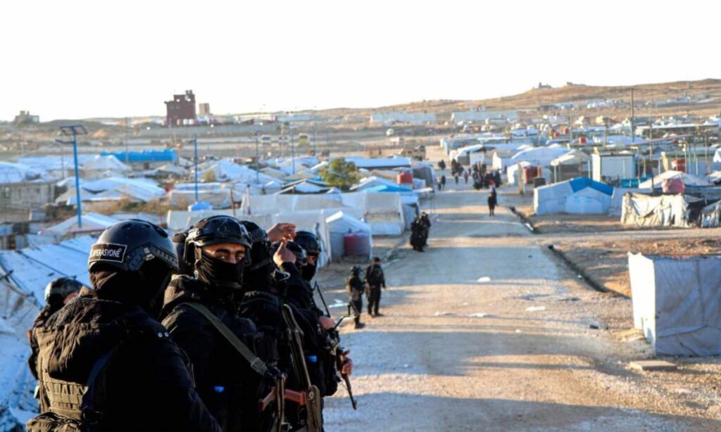 Members of the Syrian Democratic Forces (SDF) during an inspection operation at al-Hol camp in the eastern al-Hasakah governorate - November 11, 2024 (SDF)