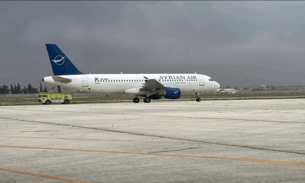 First civil passenger aircraft landing at Aleppo International Airport - March 18, 2025 (SANA)
