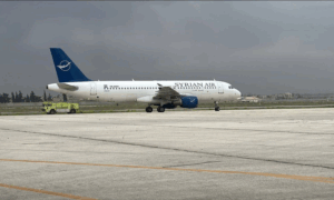 First civil passenger aircraft landing at Aleppo International Airport - March 18, 2025 (SANA)