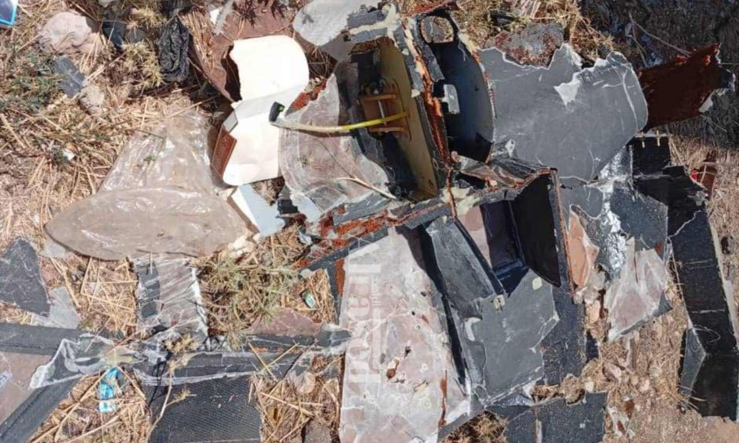 Drone debris in the al-Khaldariyah village northeast of As-Suwayda - June 15, 2025 (Al-Raased Network/Facebook)