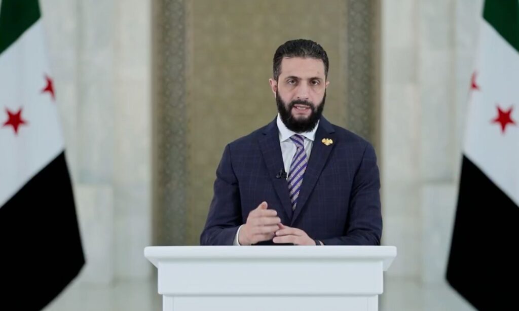 Syrian President Ahmed al-Sharaa announces withdrawal from Suwayda and transfer of security responsibilities to local factions in televised address – July 17, 2025 (Presidency of the Republic)