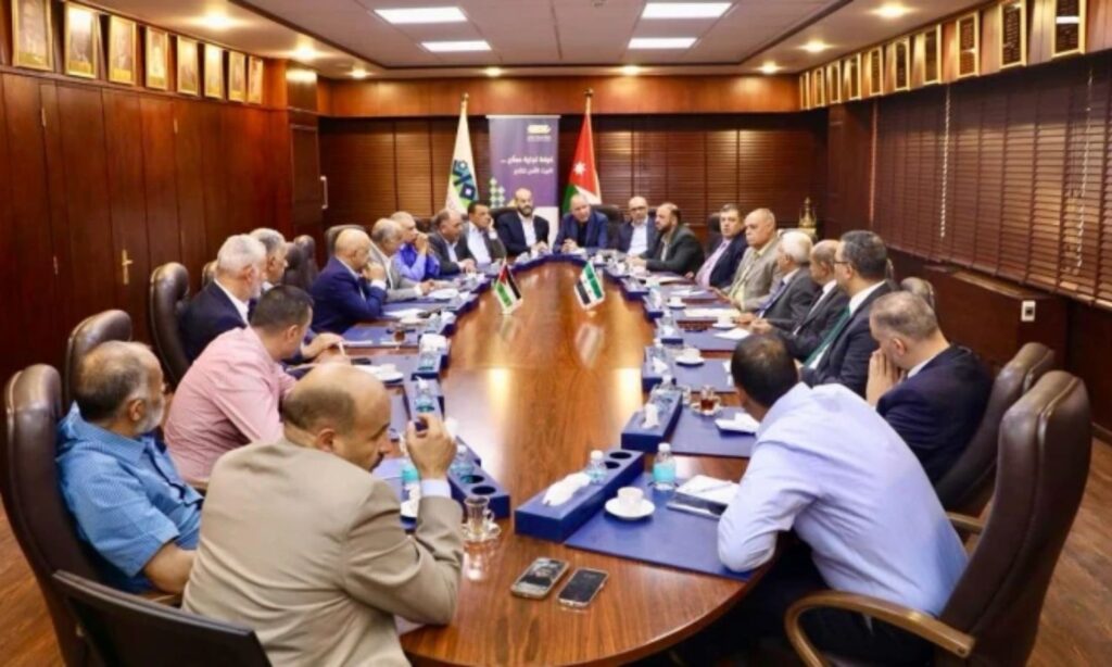 Meeting of the heads and members of the Jordan and Amman Chambers of Commerce with the head and members of the Syrian Agricultural Engineers Syndicate – Amman, 23 July 2025 (Amman Chamber of Commerce)