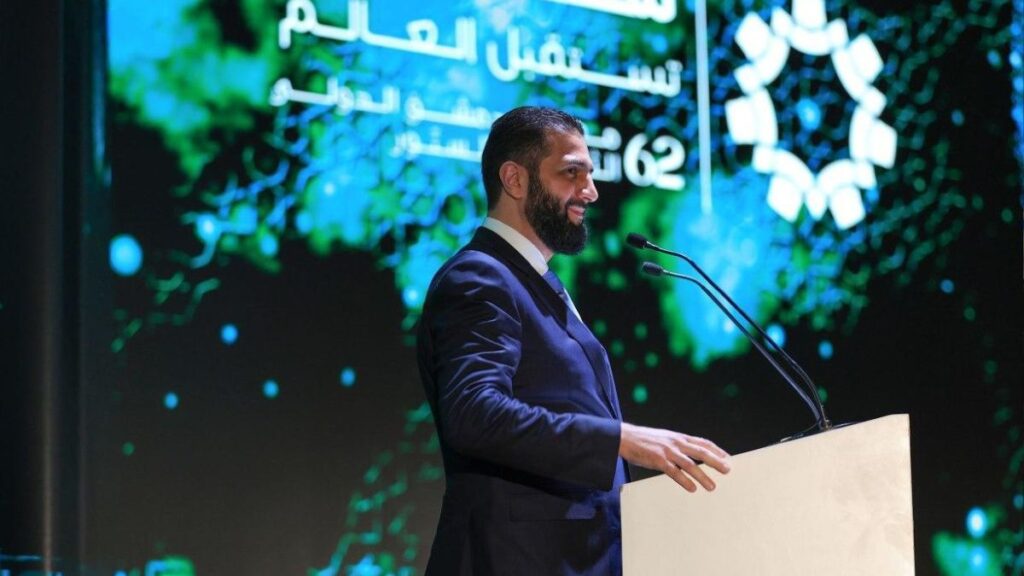 Syrian President Ahmed al-Sharaa announces the opening of the 62nd Damascus International Fair, attended by representatives of around 20 Arab and foreign countries – August 27, 2025 (Syrian Presidency)