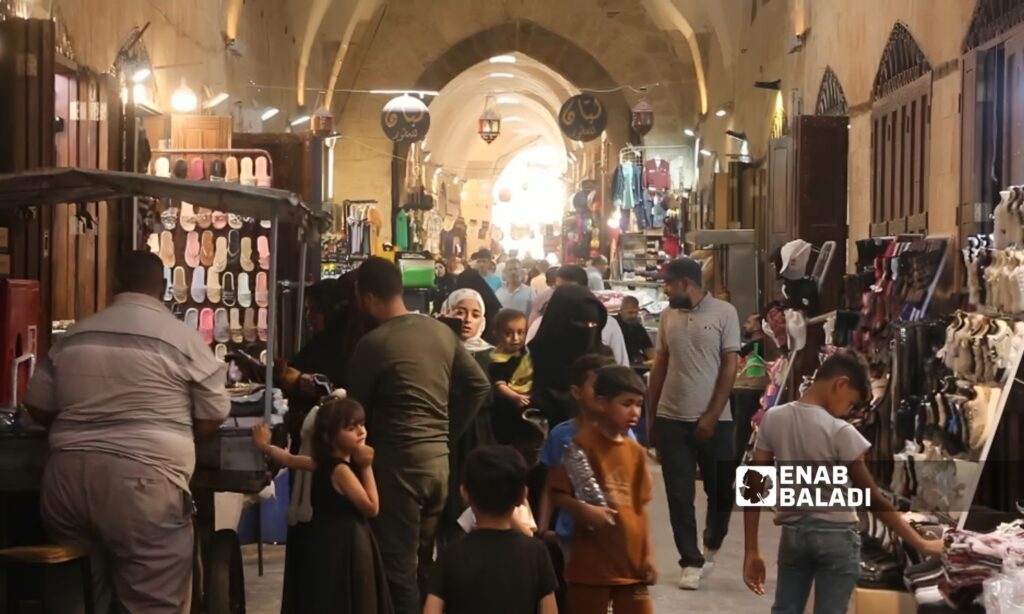 Commercial activity inside the Customs Market in Aleppo – July 23, 2025 (Mohammad Masto / Enab Baladi)
