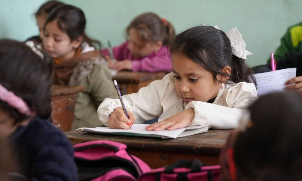 Students at a school in Binnish (Idlib countryside) – April 13, 2025 (Syrian Ministry of Education/Facebook)