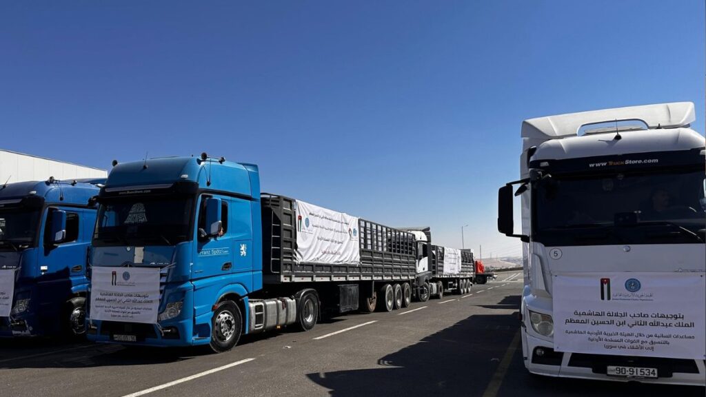 Jordan and Qatar send food aid convoys to southern Syria