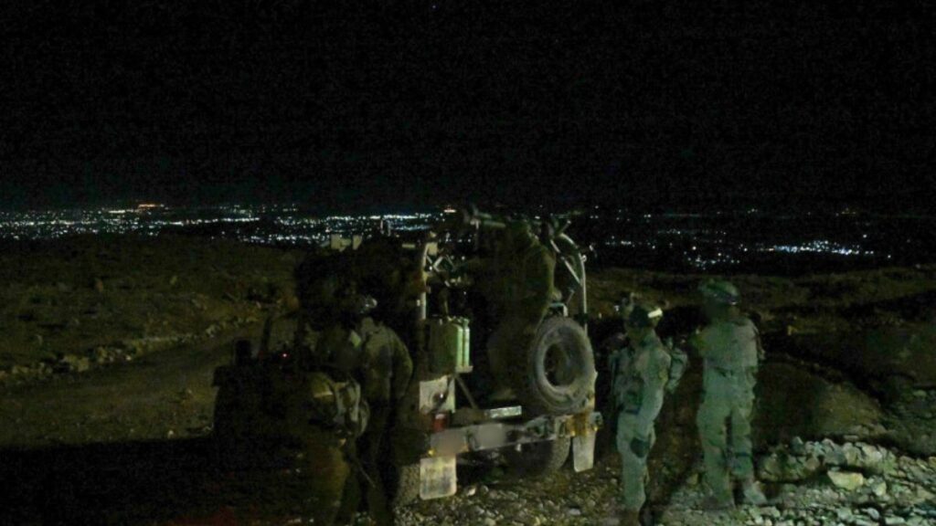 Soldiers from the Israeli army’s 810th Mountain Brigade on the summit of Mount Hermon (Quneitra governorate, southern Syria), September 2025 (Israeli army spokesperson).