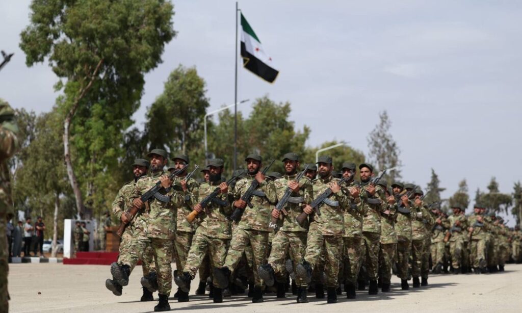 During a graduation ceremony for members of the Syrian army’s 56th Division, June 1, 2025 (Ministry of Defense)