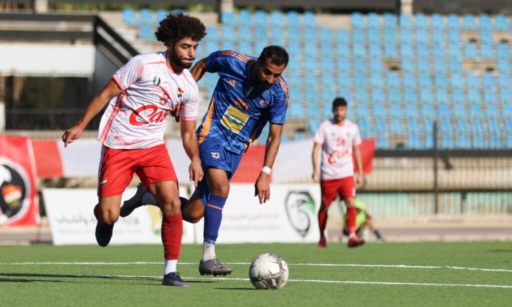 A match between al-Karama and Ahli Aleppo in the Syrian Premier League playoffs, 12 July 2025 (SFA/Facebook)