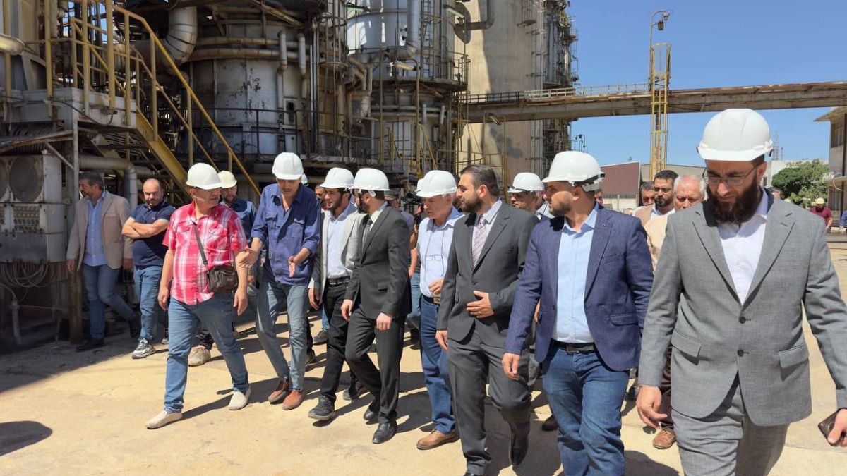 Syrian Energy Minister Mohammed al-Bashir at the Homs refinery (central Syria), July 6, 2025, Syrian Energy Ministry.