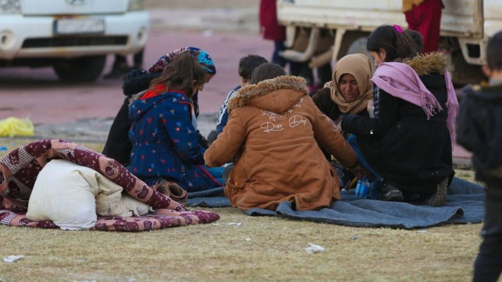 A Syrian family in a refugee camp in northern Syria, 7 March 2025 (United Nations)