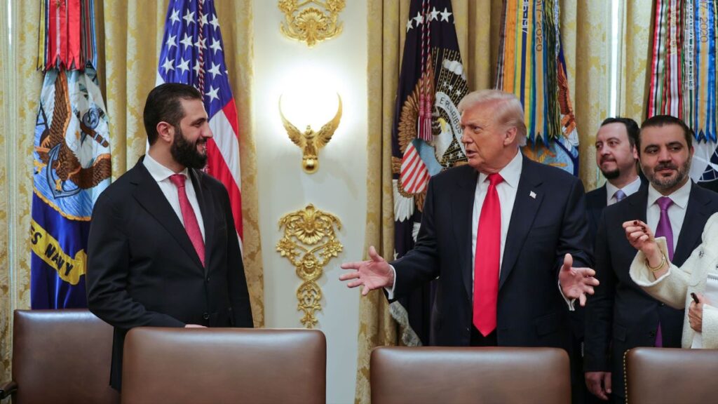 Syria’s transitional president Ahmad al-Sharaa meets U.S. President Donald Trump at the White House, November 10, 2025 (Presidency of the Syrian Arab Republic)