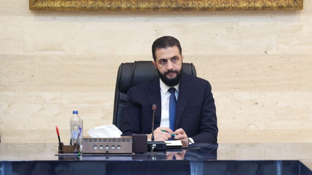 Syria’s transitional President Ahmad al-Sharaa chairs a meeting of the Higher Council for Development to review current investments and service projects, November 3, 2025 (Presidency of the Syrian Arab Republic/X).