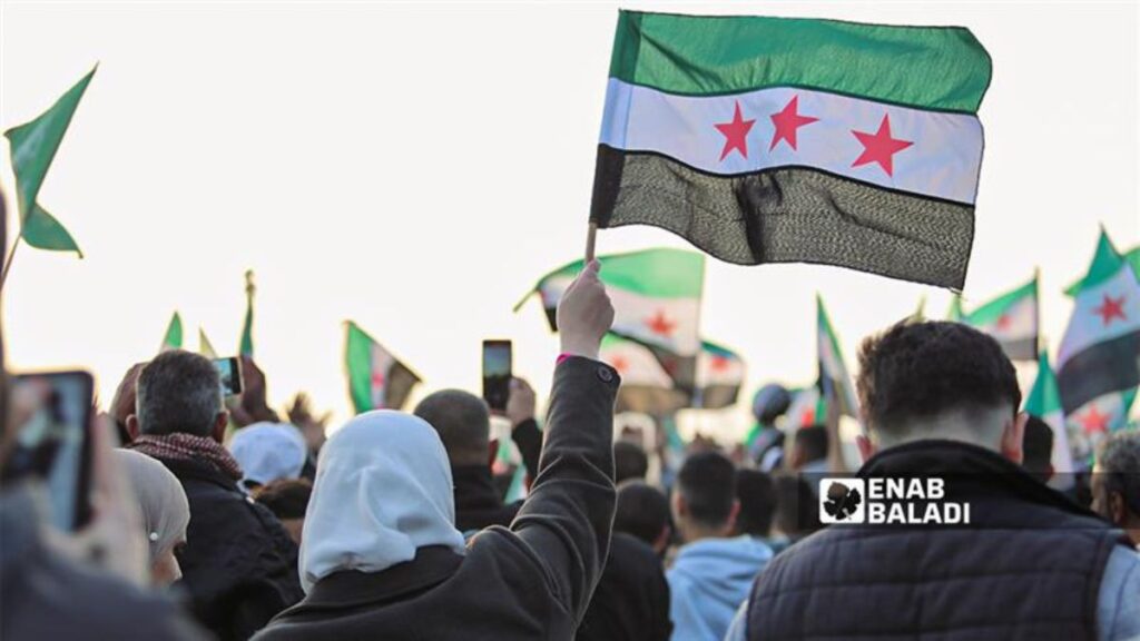 Part of celebrations in Damascus marking the first anniversary of the fall of the Assad regime, 8 December 2025 (Enab Baladi / Nour Hamza)