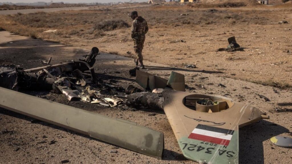 Helicopter destroyed by Israel at Mezzeh Military Airport in Damascus, 16 December 2024 (Getty)