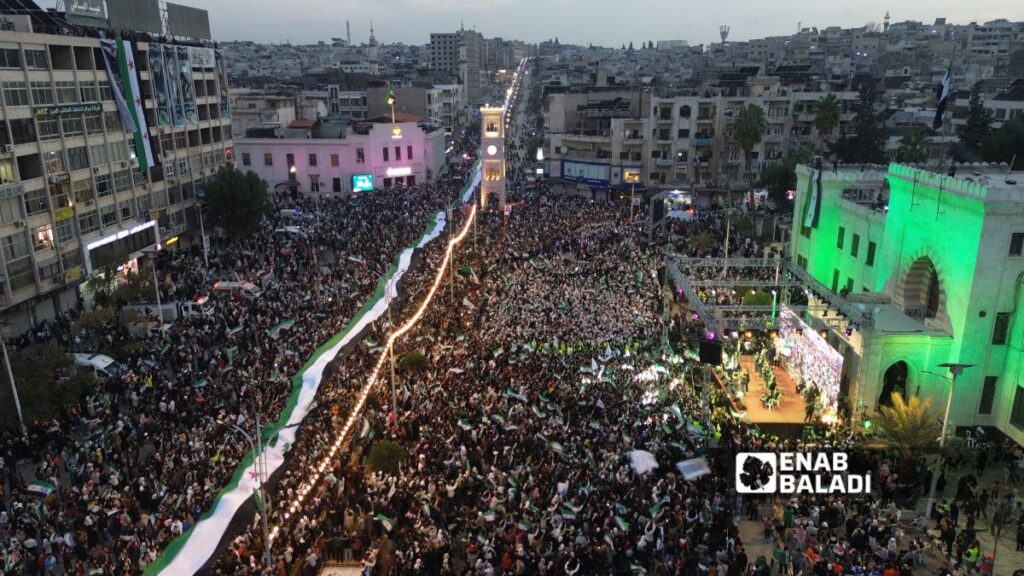 Hama marks the anniversary of Assad’s fall with mass demonstrations, 5 December 2025 (Enab Baladi/Eyad Abdul Jawad)