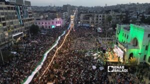 Hama marks the anniversary of Assad’s fall with mass demonstrations, 5 December 2025 (Enab Baladi/Eyad Abdul Jawad)