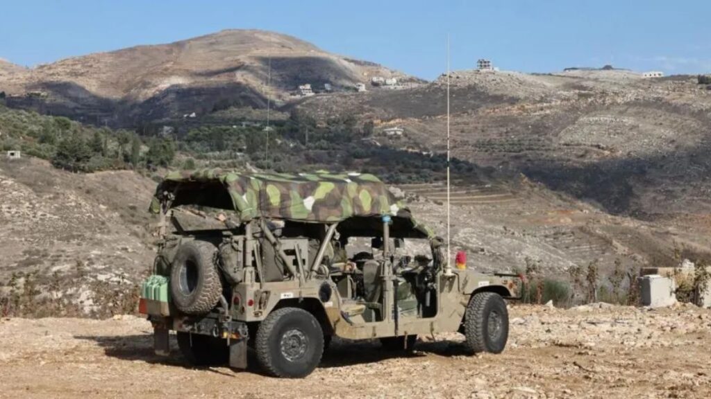 An Israeli armored vehicle near the town of Majdal Shams in the occupied Golan, 9 December 2024 (EPA)