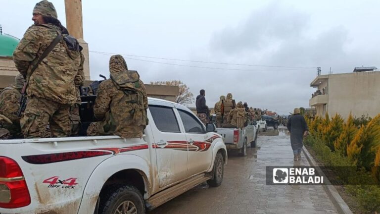 Syrian army military reinforcements depart from Ras al-Ain (northern al-Hasakah Governorate, on the Syrian-Turkish border) toward areas controlled by the Syrian Democratic Forces (SDF), 18 January 2026 (Enab Baladi)