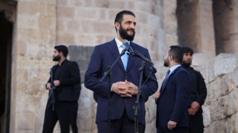 Syrian President Ahmed al-Sharaa during a speech in front of the Aleppo Citadel, 29 November 2025 (SANA)