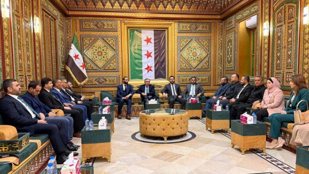 The Higher Committee for People’s Assembly elections meets the Hasakah governor and the presidential delegation, April 18, 2026. (Facebook/Ahmed al-Hilali)