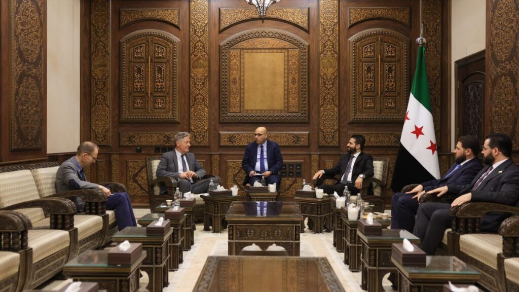 The Syrian Interior Ministry discusses security cooperation with the European Union mission to Syria, April 21, 2026. (Interior Ministry)