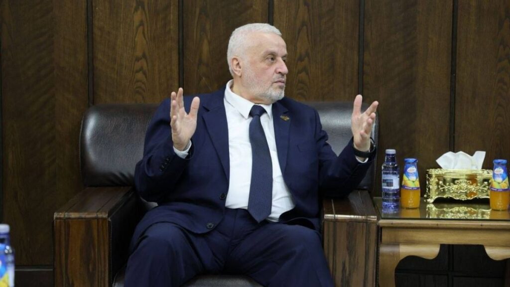 Syrian Minister of Endowments Mohammad Abu al-Khair Shukri during his meeting with the governor of Daraa, April 20, 2026 (Syrian Ministry of Endowments)