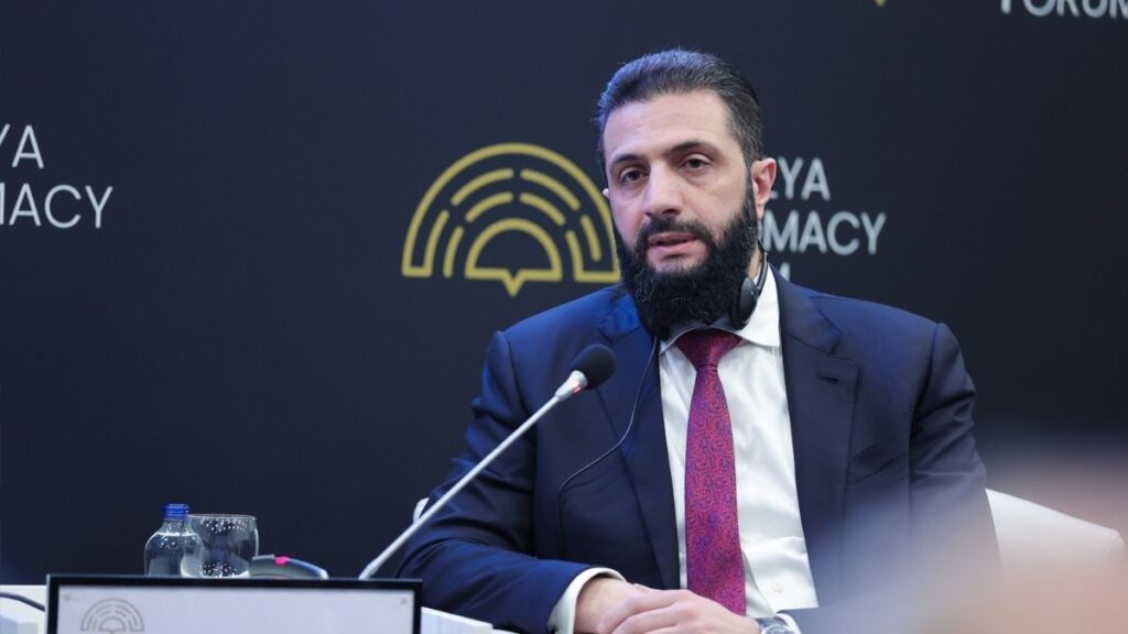 From President Ahmad al-Sharaa’s speech at the Antalya Diplomacy Forum, April 17, 2026. (Presidency of the Syrian Arab Republic)